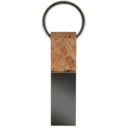 Sleutelhanger rechthoekig kurk & metaal Naturel
