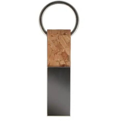 Sleutelhanger rechthoekig kurk & metaal Naturel