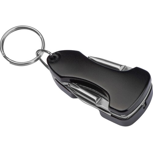 Metalen multitool met sleutelhanger Zwart