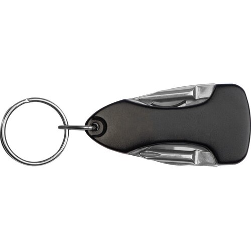Metalen multitool met sleutelhanger Zwart