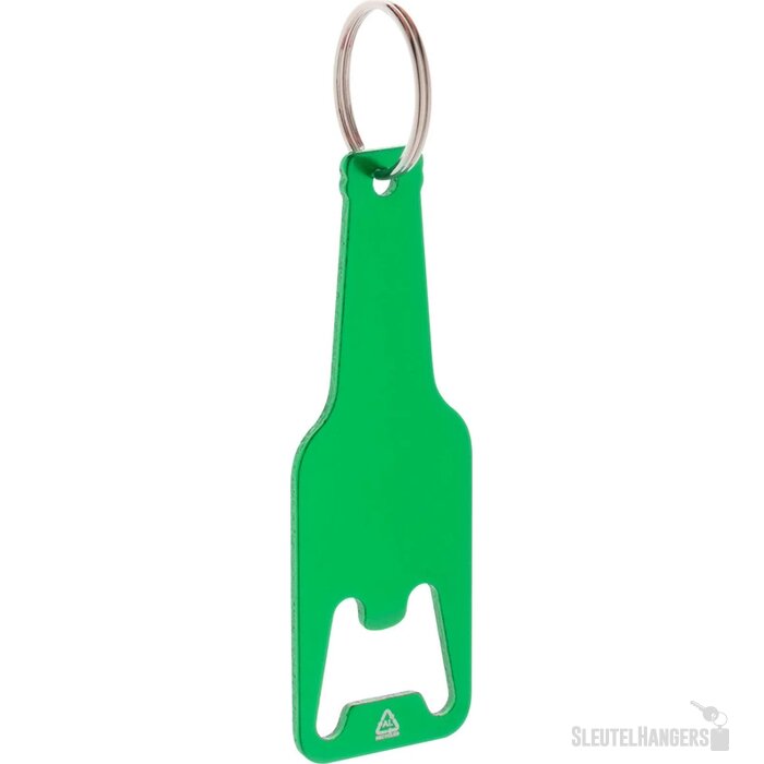 Flesvormige Flesopener Met Sleutelring Groen