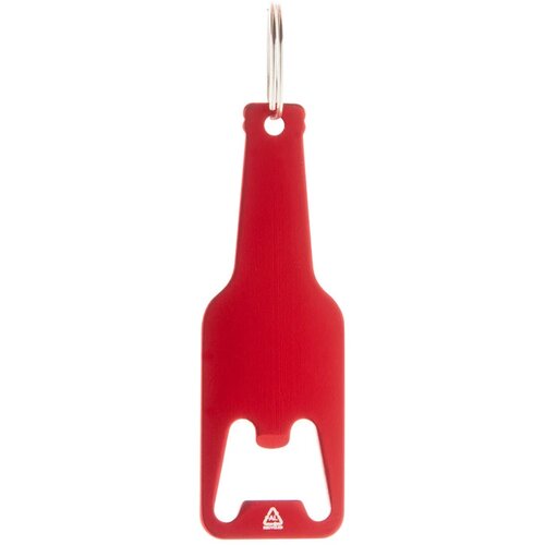 Flesvormige Flesopener Met Sleutelring Rood