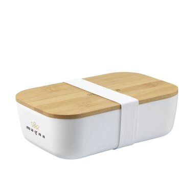 Royale Lunchbox Met Bamboe Deksel Wit Royale Lunchbox Met Bamboe Deksel Wit