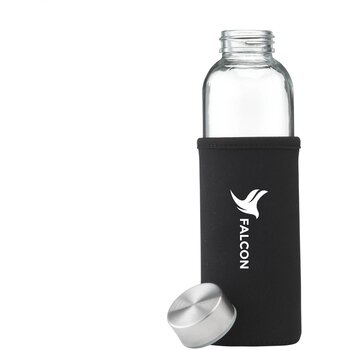 Glazen Waterfles Met Sleeve (500 Ml) Zwart