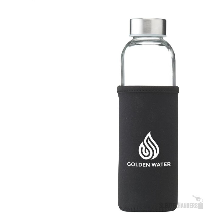 Glazen Waterfles Met Sleeve (500 Ml) Zwart