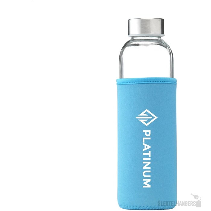Glazen Waterfles Met Sleeve (500 Ml) Lichtblauw