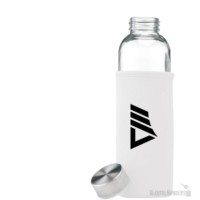 Glazen Waterfles Met Sleeve (500 Ml) Wit