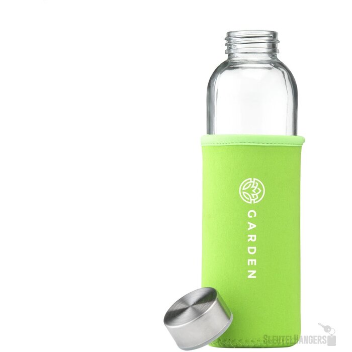 Glazen Waterfles Met Sleeve (500 Ml) Limoengroen