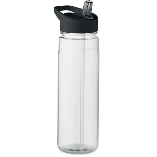 RPET waterfles met rietje (650 ml) Zwart