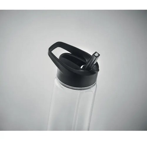 RPET waterfles met rietje (650 ml) Zwart