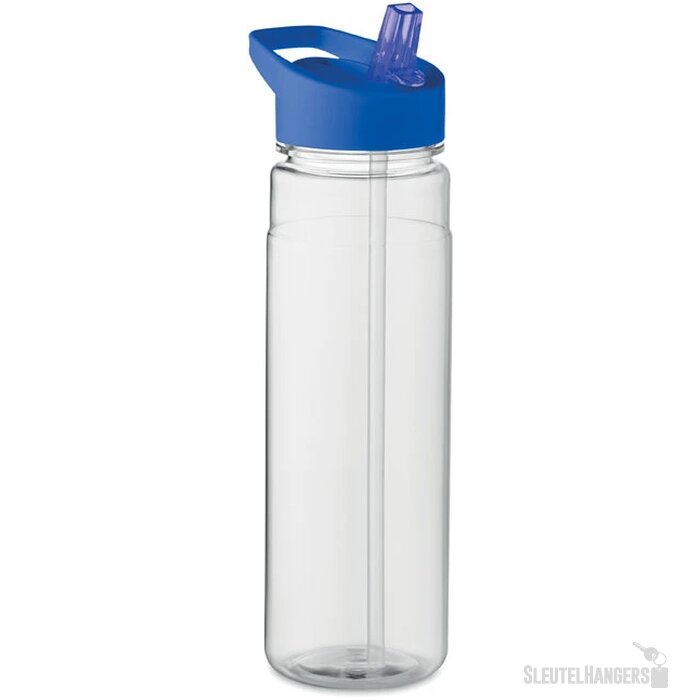 RPET waterfles met rietje (650 ml) Kobaltblauw