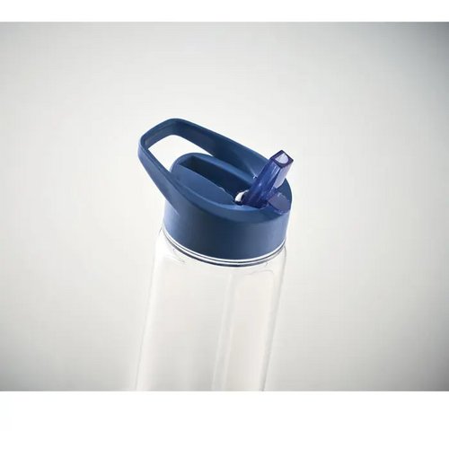 RPET waterfles met rietje (650 ml) Kobaltblauw