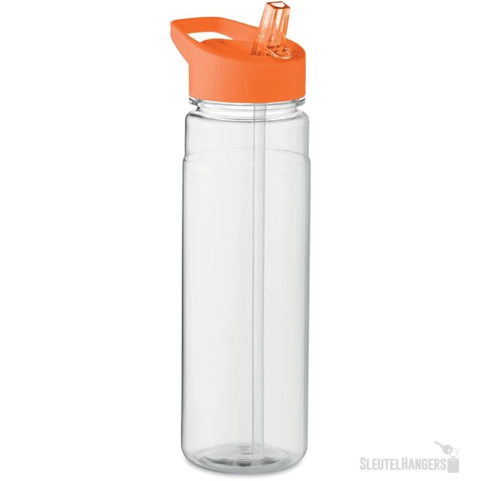 RPET waterfles met rietje (650 ml) Oranje