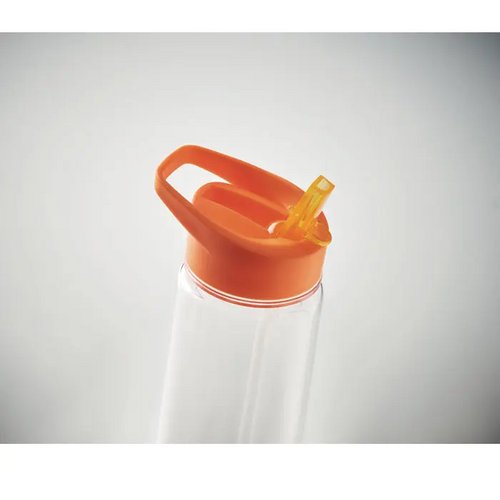 RPET waterfles met rietje (650 ml) Oranje