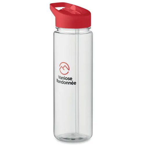 RPET waterfles met rietje (650 ml) Rood