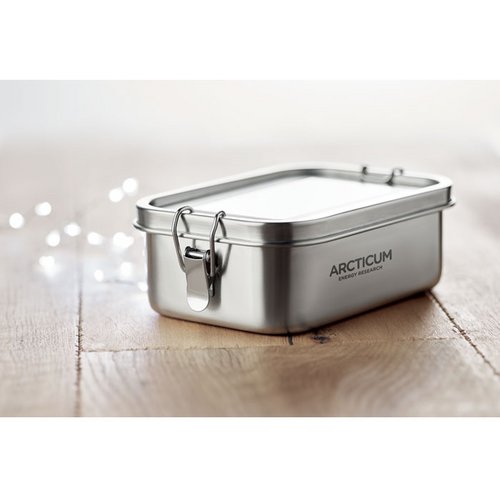 Rvs broodtrommel met buckle-sluiting Zilver