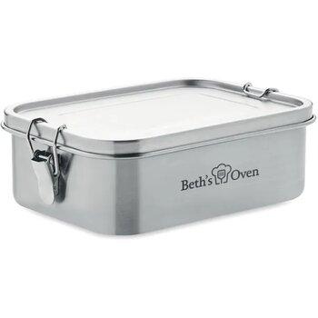 Rvs broodtrommel met buckle-sluiting Zilver Rvs broodtrommel met buckle-sluiting Zilver