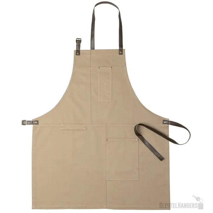 Katoenen schort met voorvak Bruin