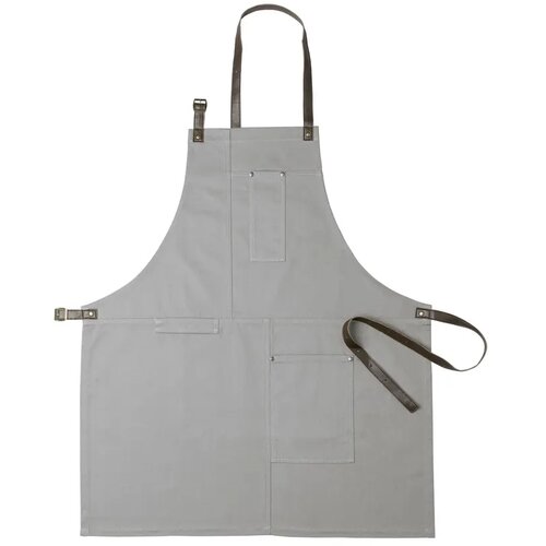 Katoenen schort met voorvak Grijs