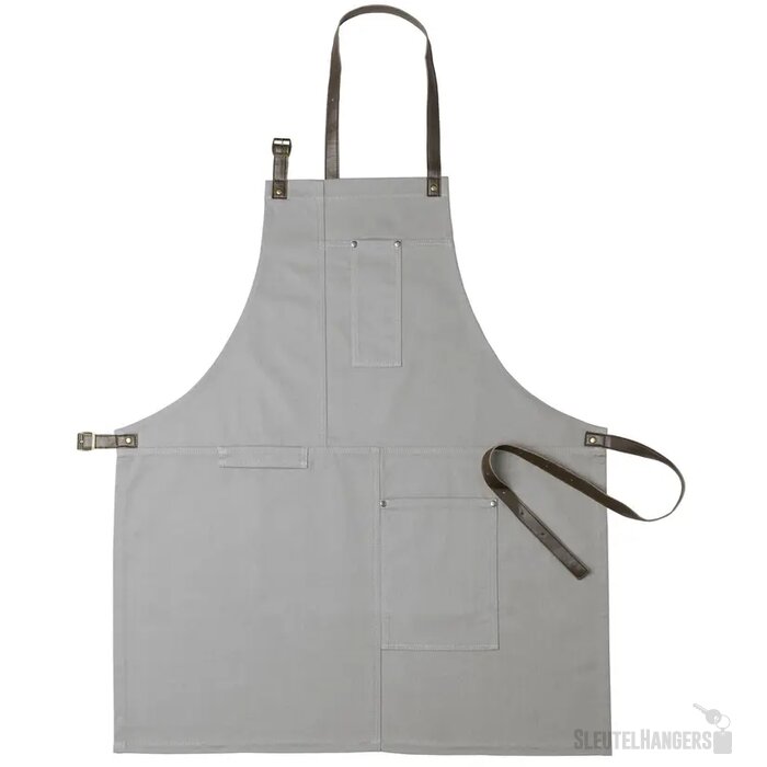 Katoenen schort met voorvak Grijs