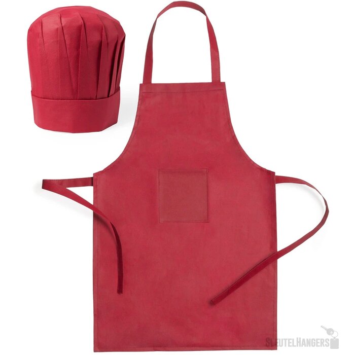 Kinder Koksmuts En Schort Rood