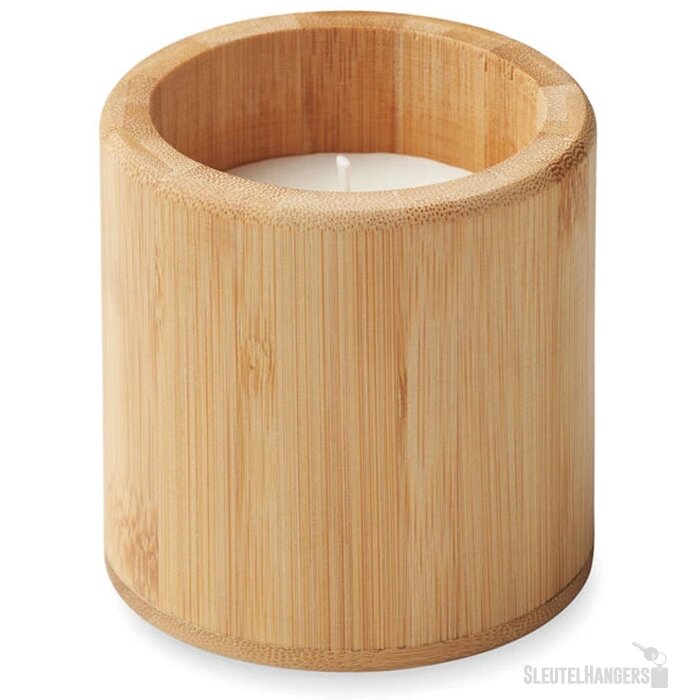 Geurkaars in bamboe houder Bruin