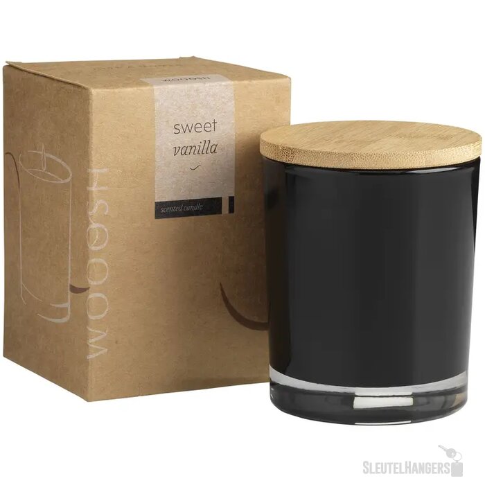 Geurkaars In Glas Met Bamboe Deksel Zwart