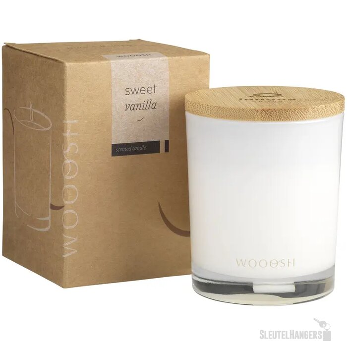 Geurkaars In Glas Met Bamboe Deksel Wit