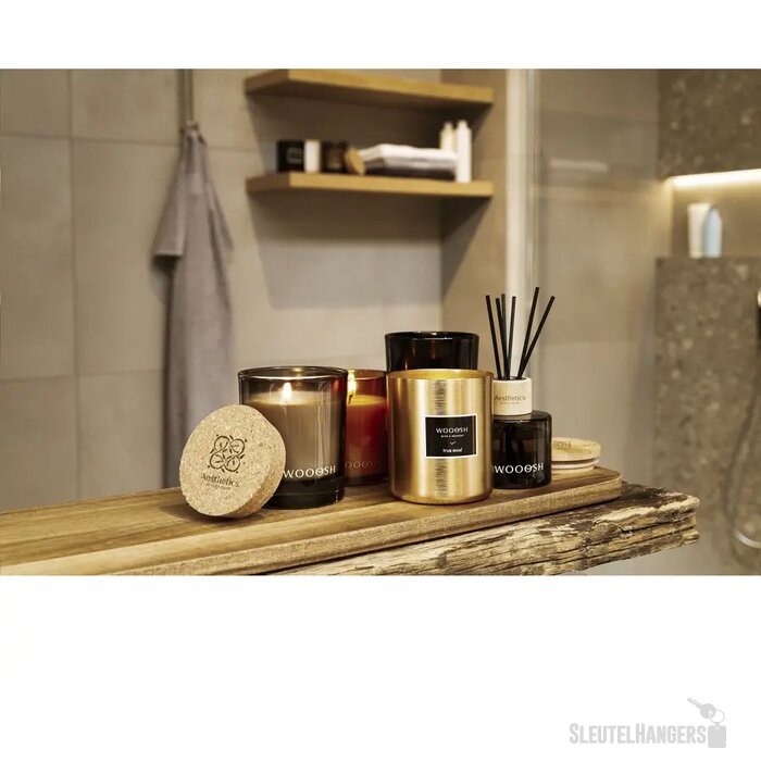 Geurkaars In Glas Met Bamboe Deksel Wit