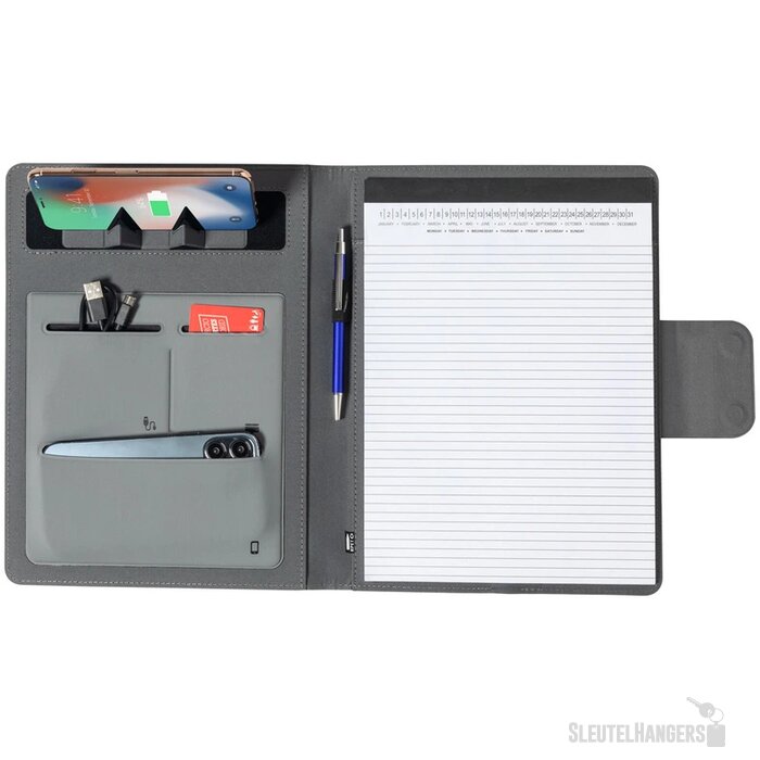 Rpet Schrijfmap Met Draadloze Oplader (A4) Grijs