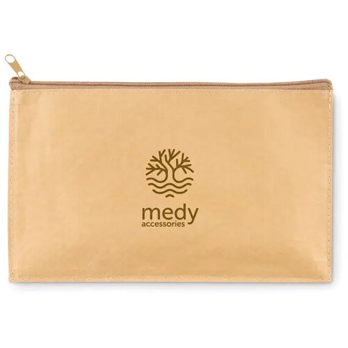 Platte etui van woven papier Beige