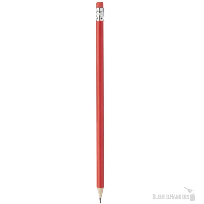 Geslepen Potlood Met Gekleurde Gum Rood