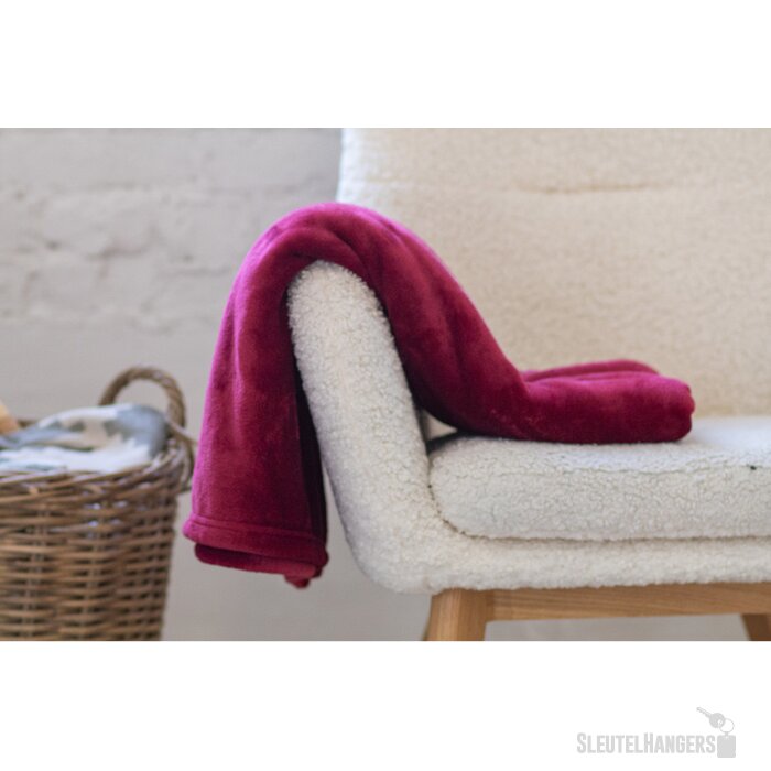 Fleece Deken Met Bedrukbare Kaart Rood