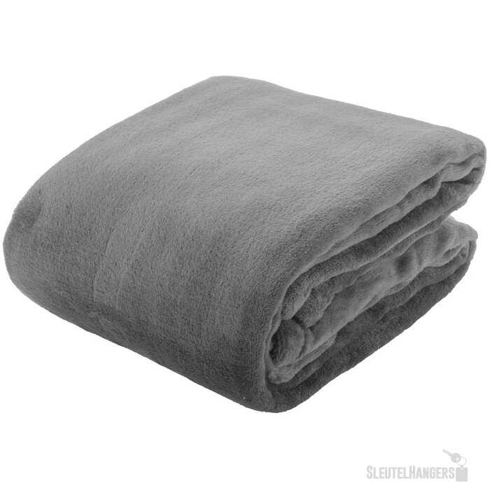 Fleece Deken Met Bedrukbare Kaart Grijs
