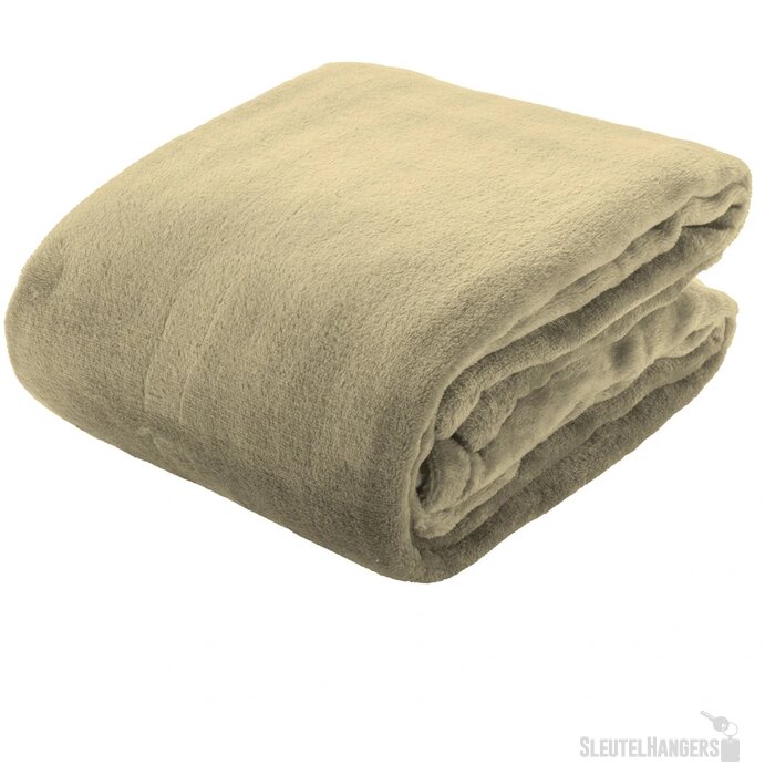 Fleece Deken Met Bedrukbare Kaart Beige
