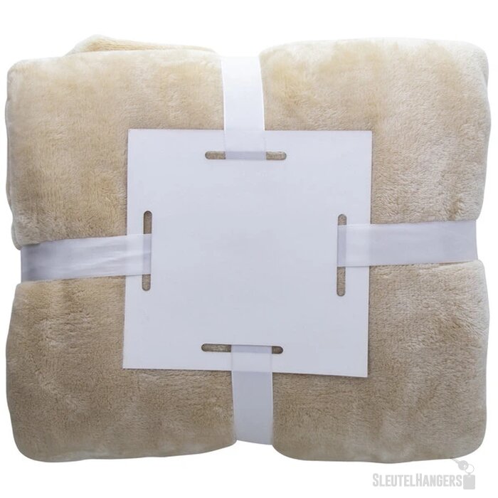 Fleece Deken Met Bedrukbare Kaart Beige