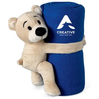 Kinder fleece deken met teddybeer Blauw