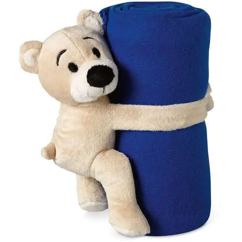 Kinder fleece deken met teddybeer Blauw