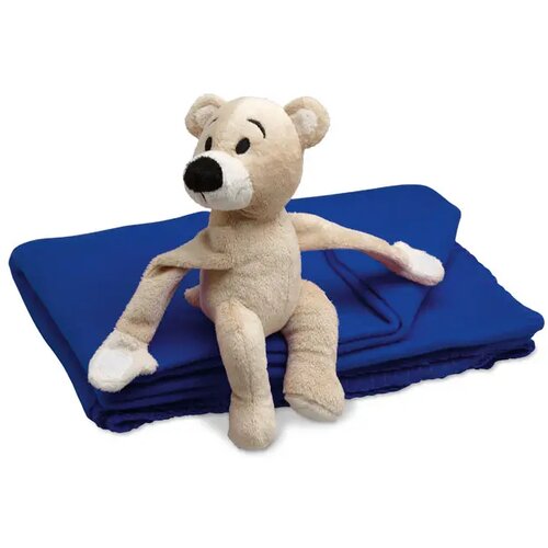 Kinder fleece deken met teddybeer Blauw
