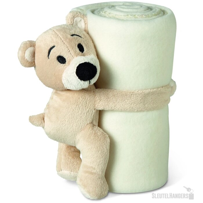 Kinder fleece deken met teddybeer Wit