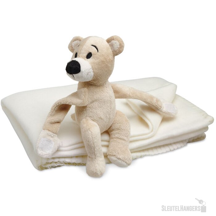 Kinder fleece deken met teddybeer Wit