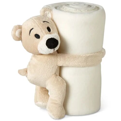 Kinder fleece deken met teddybeer Wit