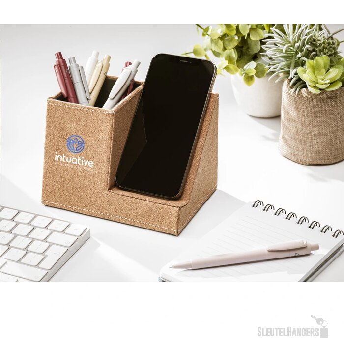 Penhouder Met Draadloze Oplader Bruin