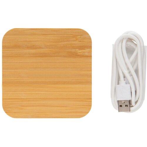 Bamboe 5W draadloze oplader met USB bruin