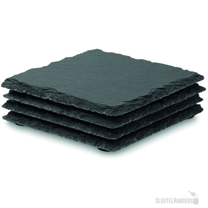 Leistenen onderzetters set Zwart