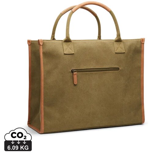 VINGA Bosler RCS recycled canvas office draagtas groen