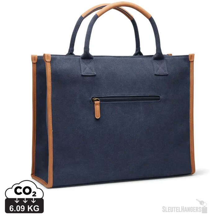 VINGA Bosler RCS recycled canvas office draagtas donkerblauw