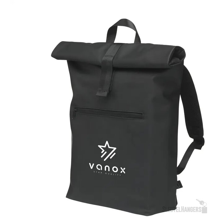 Lennon Roll-Top Recycled Pu Backpack Rugzak Zwart
