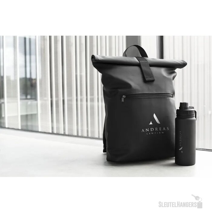Lennon Roll-Top Recycled Pu Backpack Rugzak Zwart