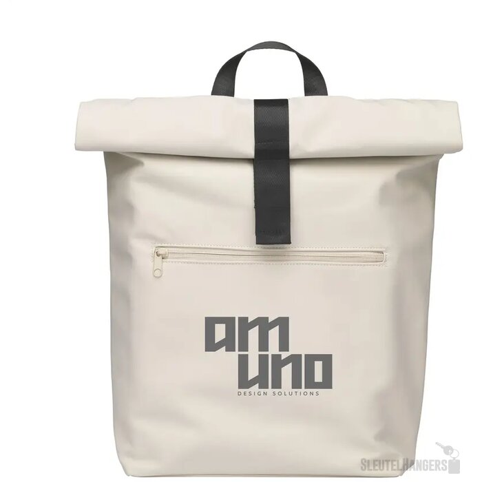 Lennon Roll-Top Recycled Pu Backpack Rugzak Beige